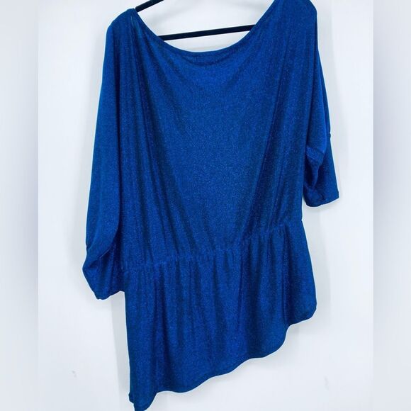 Boston Proper Asymmetrical Sapphire Lurex Sexy Tunic XL Excellent Condition - Picture 4 of 6